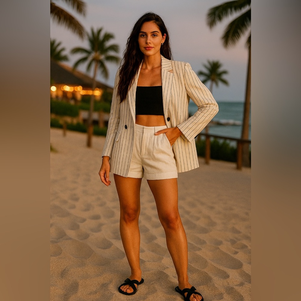 🌴ZARA Oversized Striped Blazer - Size XS